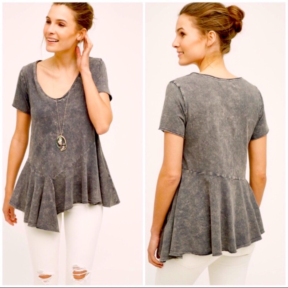 Anthropologie Charcoal V-neck tunic top